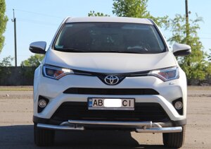 Захист переднього бампера ВУС подвійний Toyota RAV4 2016-2018 Кенгурятник дуги пороги