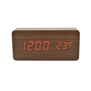 Годинник LED електронні Wooden Clock VST - 862-1 коричневі з червоним підсвічуванням