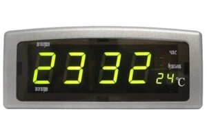 Настільний годинник від мережі із зеленим підсвічуванням та датчиком температури CX-818-2