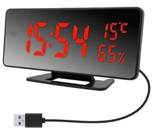 Настільний годинник з будильником від мережі та батарейок з дзеркальним дисплеєм 7.5 дюймів VST-888Y-1