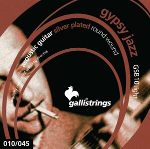 Струни для акустичної гітари Gallistrings GSB10 (010-045), GYPSY JAZZ LIGHT, Silver