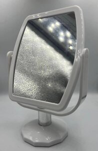 Дзеркало двостороннє косметичне настільне Beauty LUXURY M-024 квадратне біле зі збільшенням 3Х для жінок і чоловіків