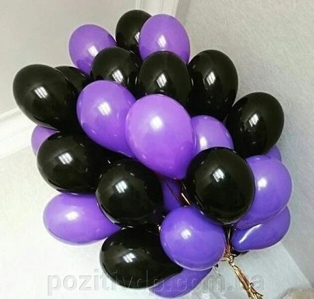 Фонтан из шаров с гелием Чёрных и Фиолетовых Пастель 30 см. 20 шт. ##от компании## Позитив - ##фото## 1