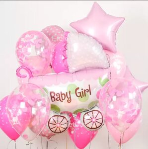 Фонтан из шаров с гелием "День Рождения Девочки"