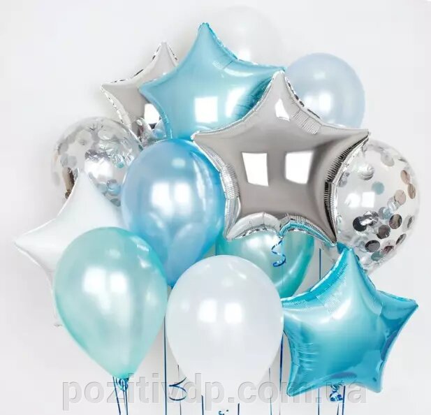 Фонтан из шаров с гелием "Мятное Серебро" ##от компании## Позитив - ##фото## 1