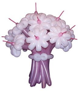 Композиція з повітряних кульок "Ромашки на фіолетовою ніжці"