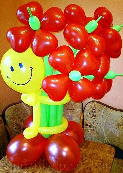 Композиція з повітряних кульок "Смайл Сердечка" від компанії позитив - фото 1