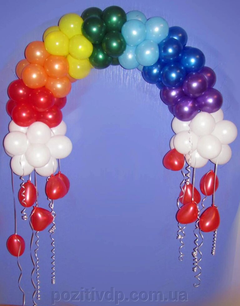 Композиція з повітряних кульок "Веселка" від компанії позитив - фото 1