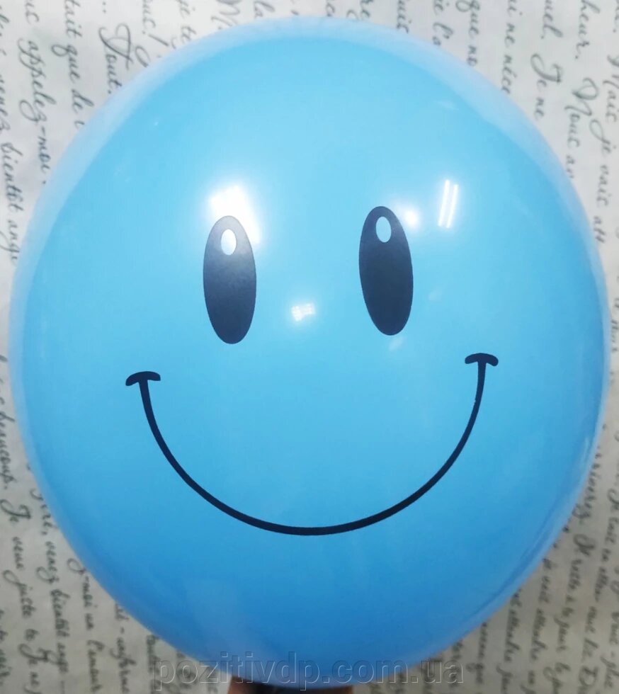 Кульки з гелієм "Смайл" Блакитний 30см від компанії позитив - фото 1