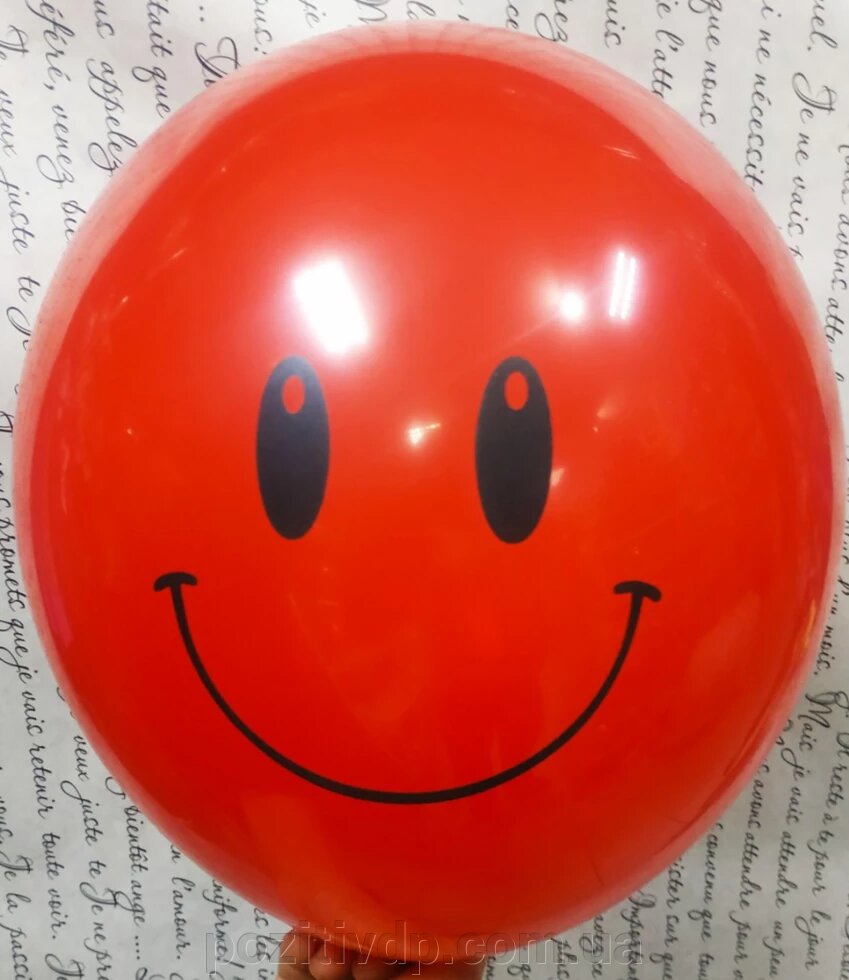 Кульки з гелієм "Смайл" Червоний 30см від компанії позитив - фото 1