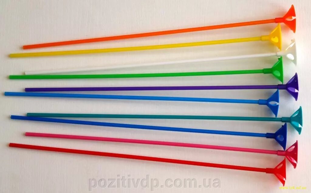 Палички (комплект 100 шт) з зажимом для повітряних куль кольорові від компанії позитив - фото 1