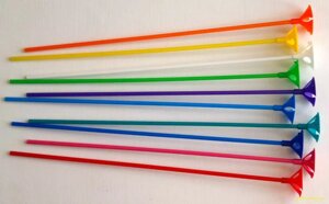 Палочки (комплект 100 шт) с зажимом для воздушных шаров цветные