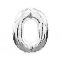 Куля Цифра з гелієм "0" Срібло 100 см