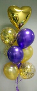 Фонтан из шаров с гелием "Фиолетовое Золото"10 шаров в облаке