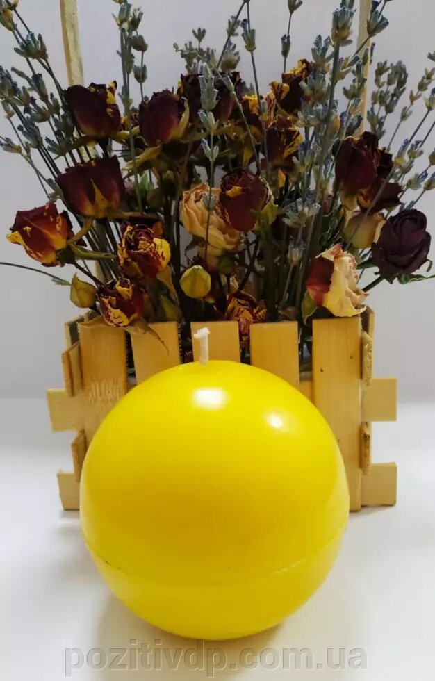 СВІЧА куля Жовта діаметр 6 см від компанії позитив - фото 1