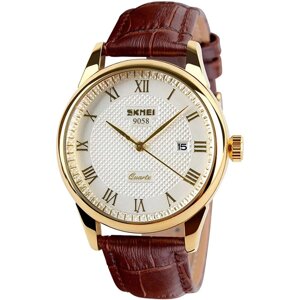 Годинник наручний чоловічий SKMEI 9058LGDWTBN-B, чоловічий круглий наручний годинник, якісний чоловічий годинник