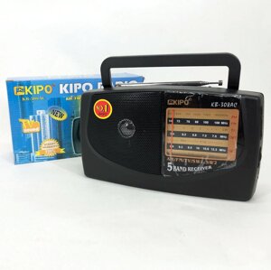 Радіоприймач KIPO KB-308AC - потужний 5-ти хвильовий фм Радіоприймач fm діапазону, Приймач фм радіо