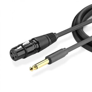 Аудіокабель для мікрофона UGREEN AV131 Jack 6.3 mm to XLR Female AV Cable 3m Black (20720)