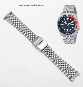 Браслет для часов Seiko SKX007 / 009 / 173 / 175 / SRPD63K1 из нержавеющей стали 22 мм, крепление полумесяц