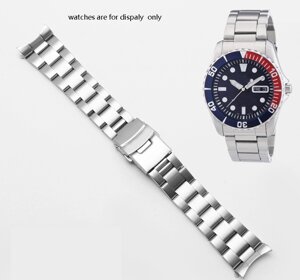 Браслет для часов Seiko SKX007 / 009 / 173 / 175 / SRPD63K1 из нержавеющей стали 22 мм, крепление полумесяц