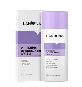 Сонцезахисний крем Lanbena Whitening UV Sunscreen Cream SPF 50+PA 40мл Purple від пігментації