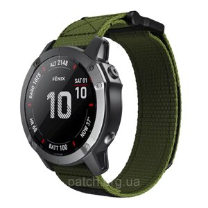 Тканинний ремінець для Garmin Fenix 6X Pro/6X Pro Solar/Fenix 5X/5X Plus/Fenix 3 HR/Quatix 3/26 мм Зелений