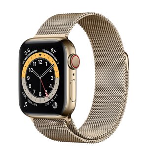 Смарт-годинник Apple Watch Series 6 GPS + Cellular 44mm Gold Stainless Steel Case w. Gold Milanese L. (M07P3)