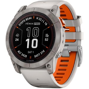 Смарт-годинник Garmin Fenix 7X Pro Sapphire Solar Titanium w. Fog Gray/Ember O. Band (010-02778-14/15)