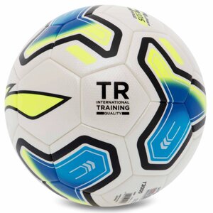 М'яч футбольний LI-NING LFQK607-8 No5 PU+EVA клеєний білий-блакитний