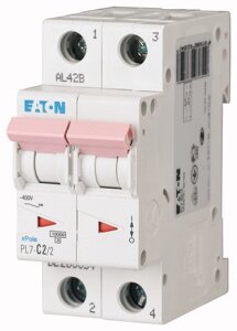 PL7-С2/2 Автоматичний вимикач 2А, тип C, 10 кА, 2 полюси EATON 263354