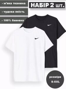 Футболка чоловіча Nike біла та чорна, футболка Найк бавовна легка (розміри: M, L, XL, XXL)