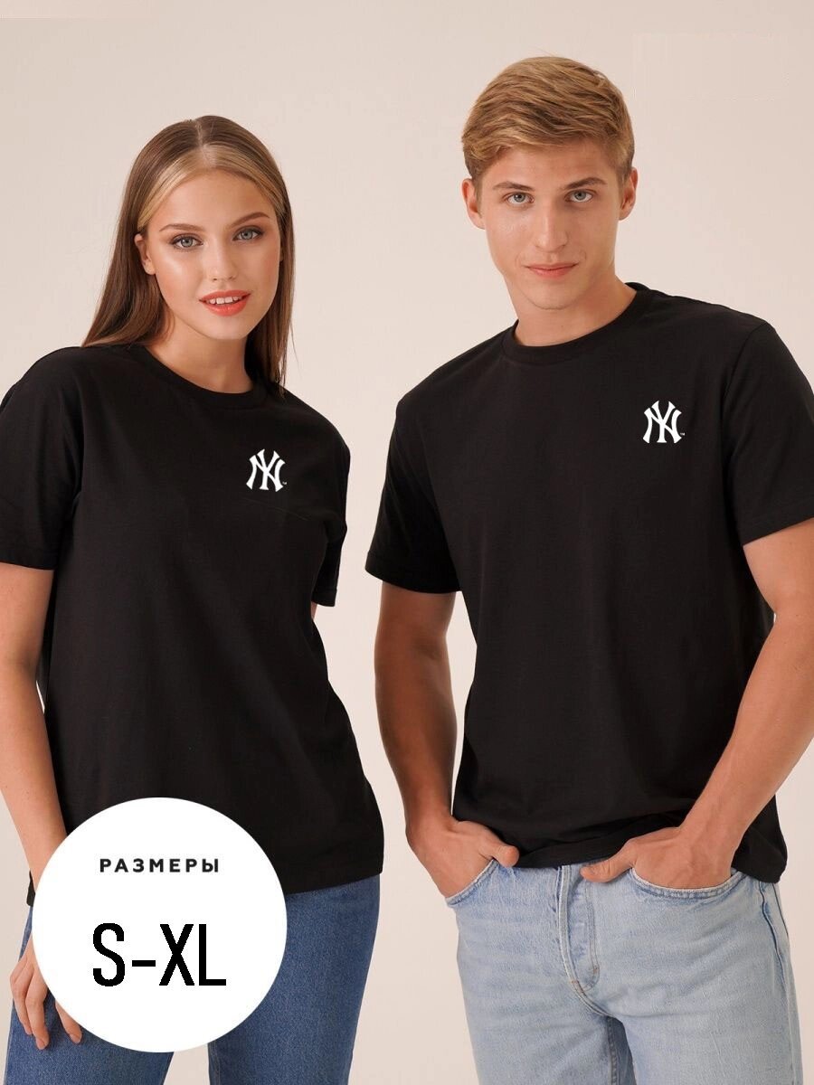 Футболка New York Yankees чорна унісекс бавовна NY легка темна (розміри M, L, XL, XXL) від компанії Вигідно - фото 1