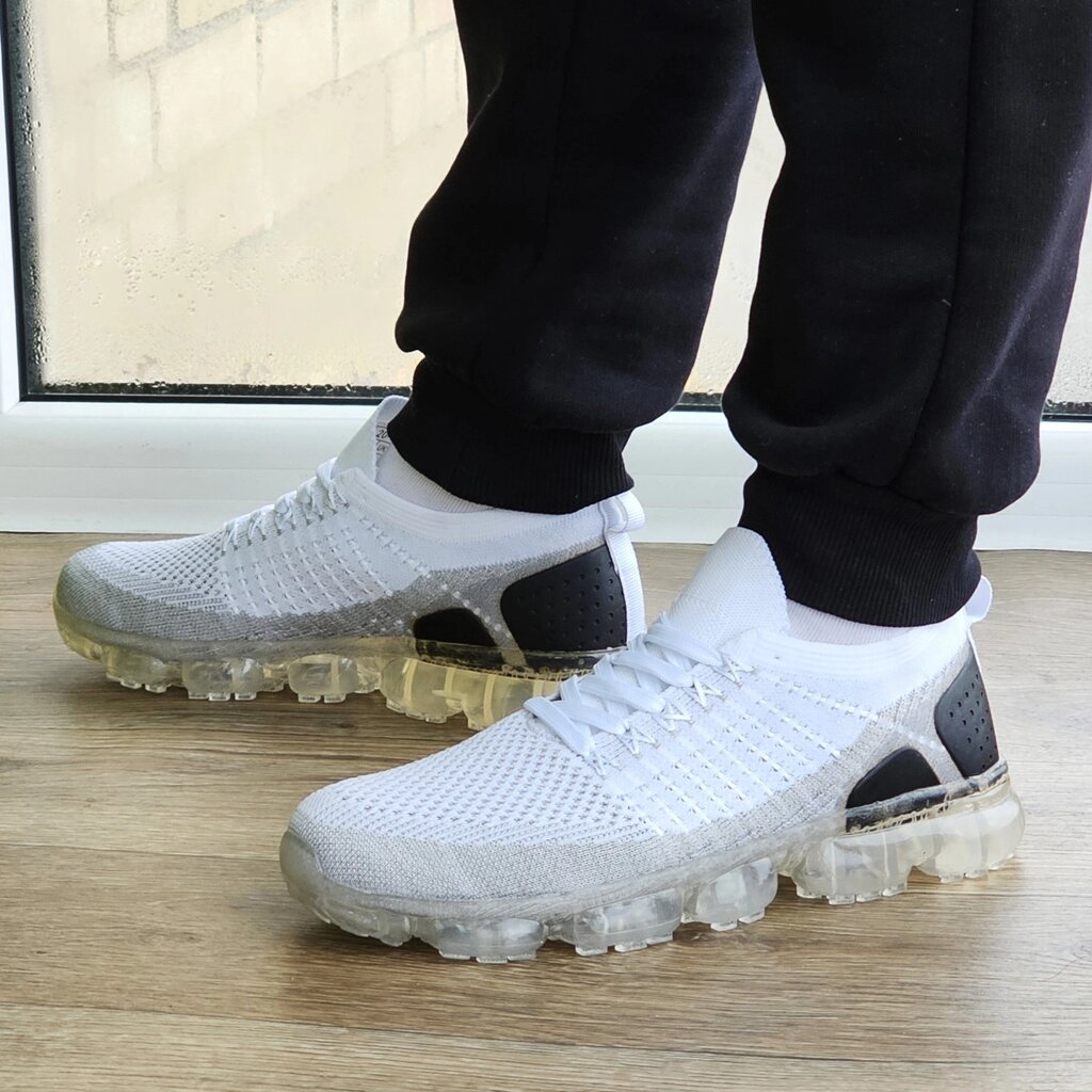 Кросівки в стилі N! ke VaporMax Білі Чоловічі Сірі (розміри: 40,41,42,43,44,45) — 801 від компанії Вигідно - фото 1