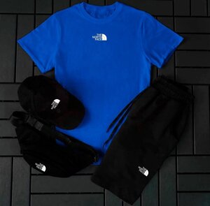Чоловічий комплект на літо The North Face, сіра футболка + шорти + кепка та бананка, літній спортивний костюм 52