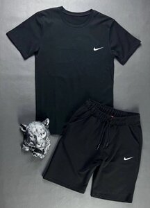 Чоловічий літній комплект шорти та футболка Nike чорний. Чоловічі шорти та футболка Найк 54