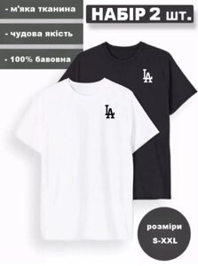 Футболка унісекс Los Angeles чорна та біла легка бавовна LA (розміри M, L, XL, XXL)