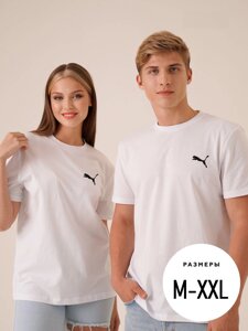 Футболка Puma унісекс біла бавовна Пума (розміри M, L, XL, XXL)