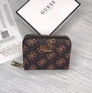 Жіночий маленький гаманець Guess коричневий, брендовий фірмовий маленький гаманець на подарунок