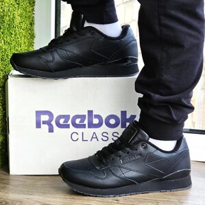 Чоловічі Термо Кросівки Reebok Classic Чорні Зимові Рибок Шкіряні (розміри: 44)