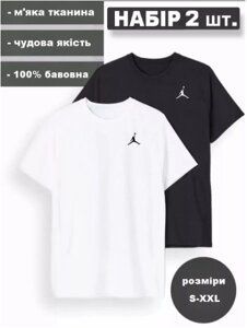 Футболка унісекс Jordan біла та чорна легка бавовна (розміри M, L, XL, XXL)