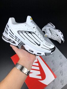 Кросівки чоловічі Nike Air Max Plus TN білі з чорним, кроси Найк із балоном повсякденні весна/осінь