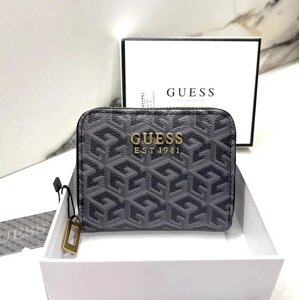 Жіночий маленький гаманець Guess 1981 темно-сірий на змійці брендовий фірмовий маленький гаманець у коробці