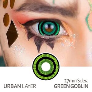 Кольорові контактні лінзи Urban Layer 17mm Sclera Green Goblin
