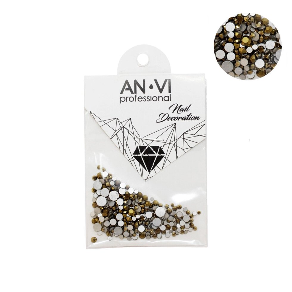 Стрази сваровскі ANVI Professional MIX золоті №14 200 шт від компанії SNAIL - фото 1