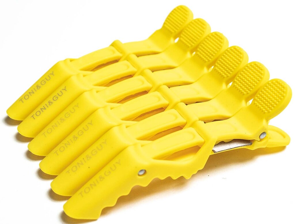 Зажим пластиковый для волос Crocodile желтый 6 шт (12997Gu) ##от компании## SNAIL - ##фото## 1