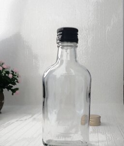 Пляшка скляна фляга 200 мл з кришкою