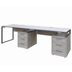 Офісний письмовий стіл Loft Details L135 Double сосна лофт біла з царгою
