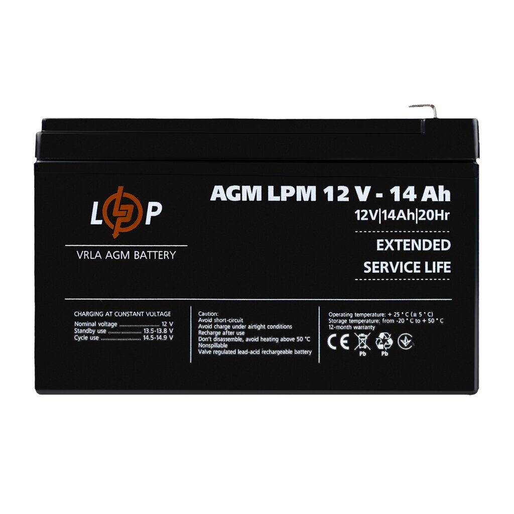 Акумулятор AGM LPM 12V - 14 Ah від компанії Krop Control - фото 1