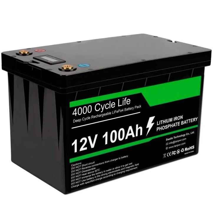 Акумулятор Fenix Power LiFePO4 12V/100AH, 100A (1280W*h) (літій-залізо-фосфатний акумулятор для ДБЖ (UPS)) від компанії Krop Control - фото 1