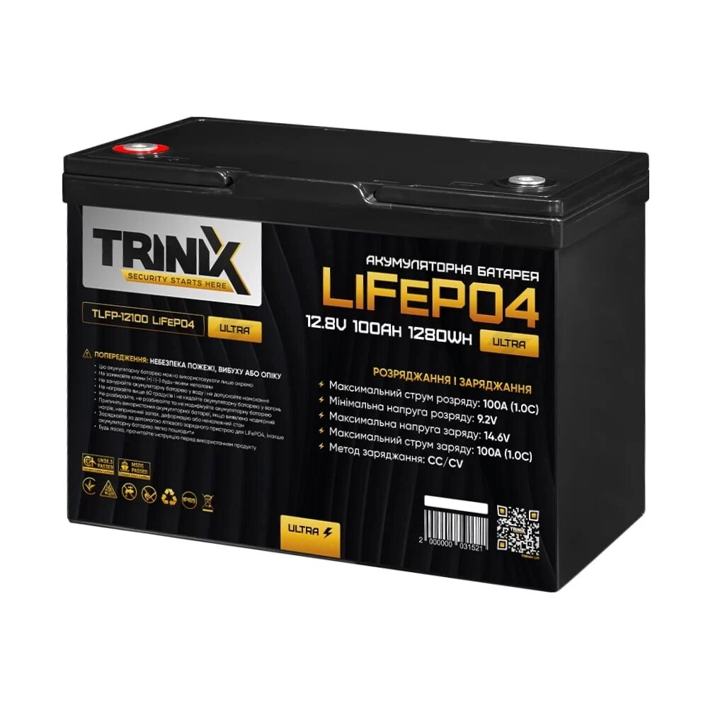 Акумуляторна батарея літій-залізо-фосфатна 12.8В 100Аг Trinix TLFP-12100 Ultra LiFePO4 від компанії Krop Control - фото 1